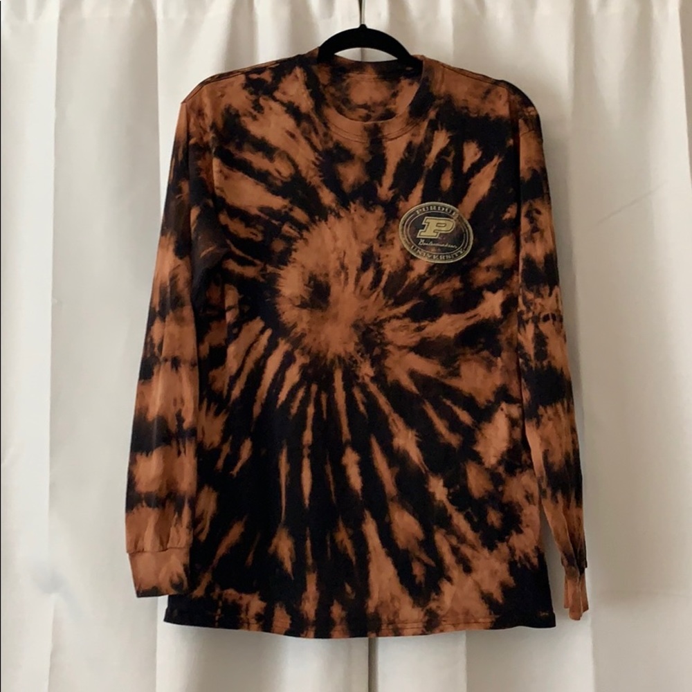 Custom Purdue College Bleach Tie Dyed Longsleeve
